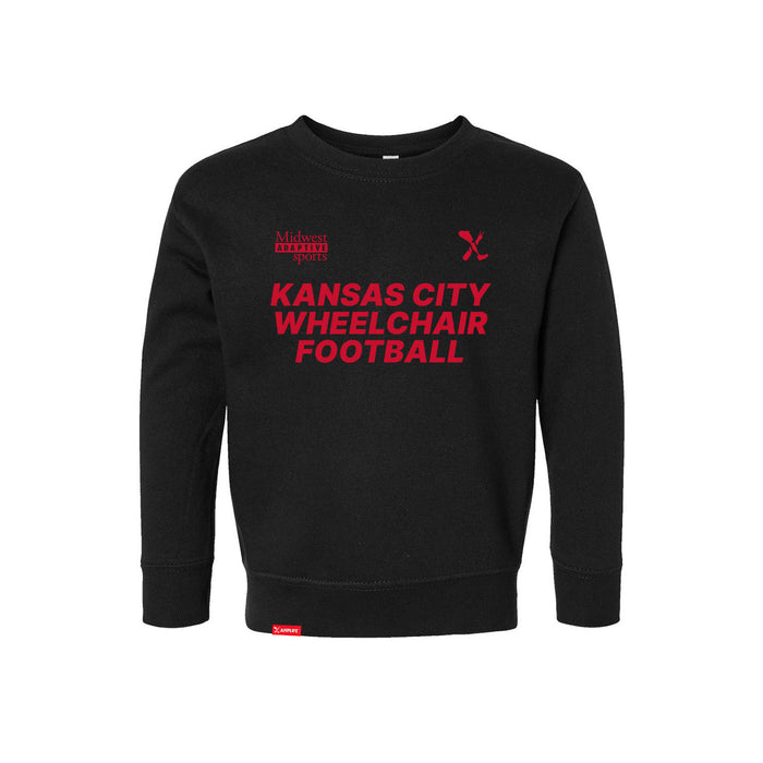MAS Kansas City Wheelchair Football Toddler Black & Red Crewneck Sweatshirt on a white background