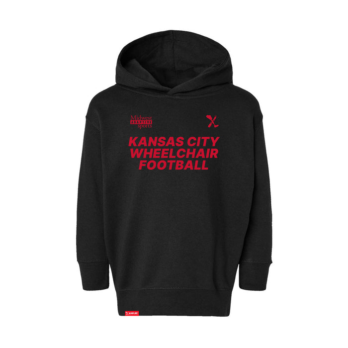 MAS Kansas City Wheelchair Football Toddler Black & Red Hoodie on a white background