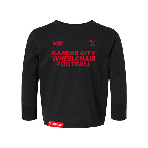 MAS Kansas City Wheelchair Football Toddler Black & Red Long Sleeve T-Shirt on a white background