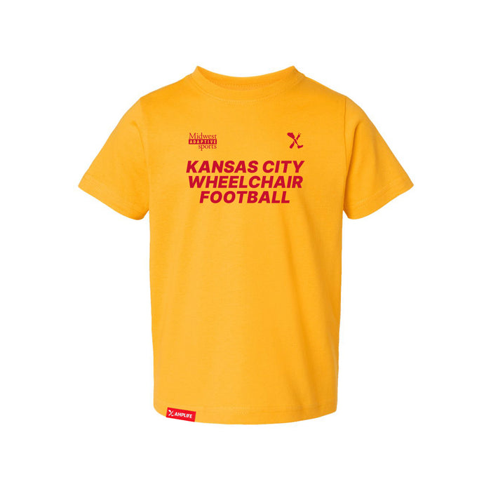 MAS Kansas City Wheelchair Football Toddler Gold & Red T-Shirt on a white background