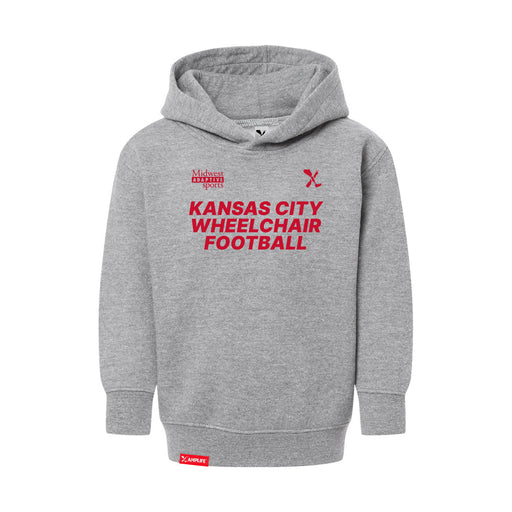 MAS Kansas City Wheelchair Football Toddler Heather Grey & Red Hoodie on a white background