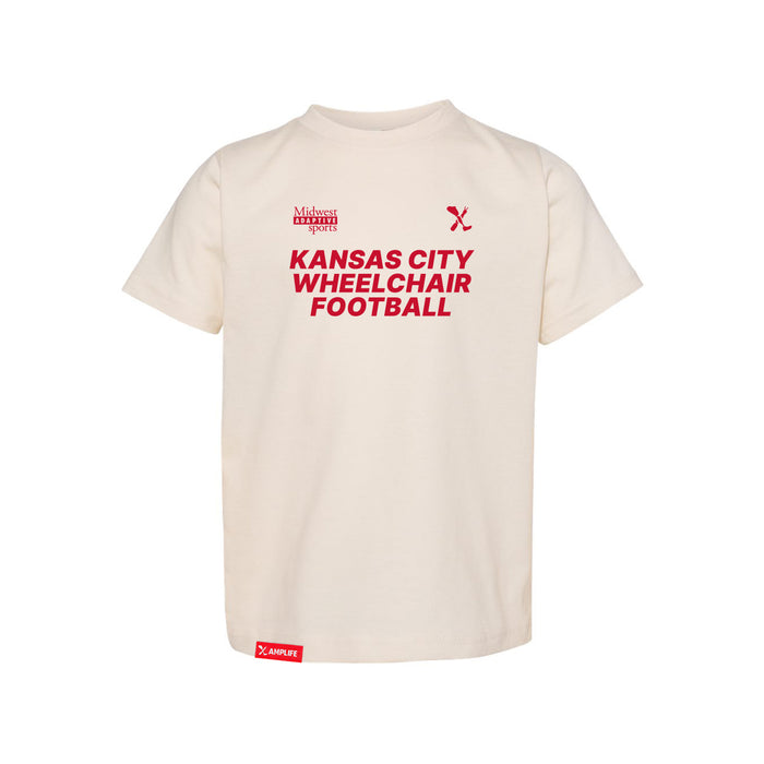 MAS Kansas City Wheelchair Football Toddler Natural & Red T-Shirt on a white background