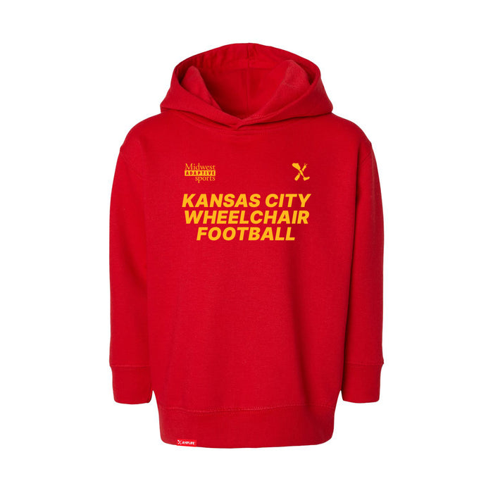 MAS Kansas City Wheelchair Football Toddler Red & Gold Hoodie on a white background
