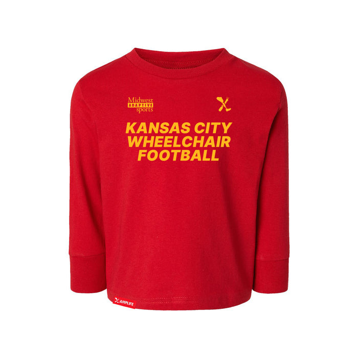 MAS Kansas City Wheelchair Football Toddler Red & Gold Long Sleeve T-Shirt on a white background