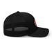 Right side angle of the MAS Kansas City Wheelchair Football Warp Black & Red Curved Bill Trucker Snapback against a white background