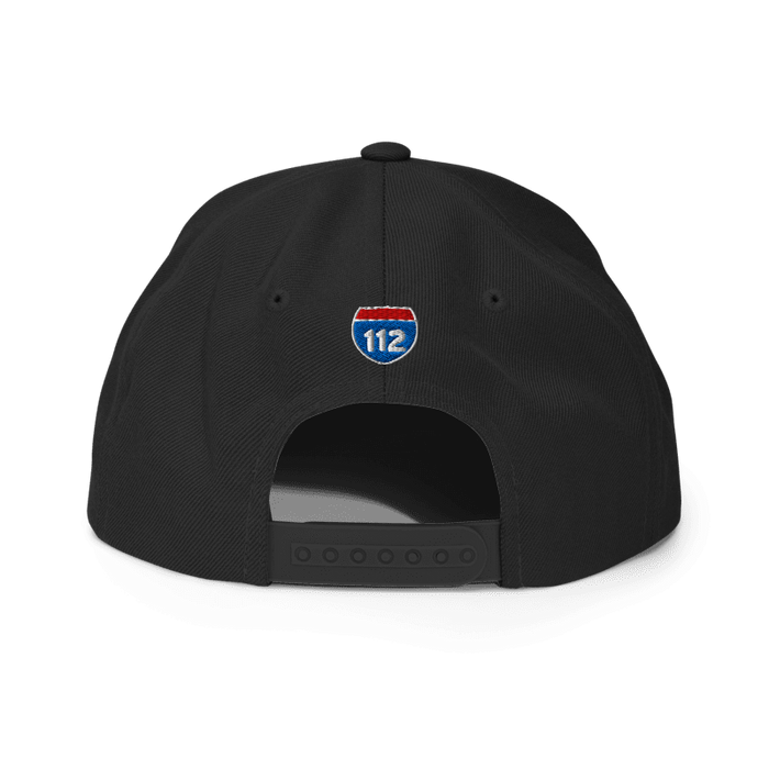 Back angle of the MAS Kansas City Wheelchair Football Warp Black & Red Flat Bill Snapback against a white background