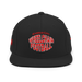 Front angle of the MAS Kansas City Wheelchair Football Warp Black & Red Flat Bill Snapback against a white background