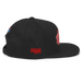 Right side angle of the MAS Kansas City Wheelchair Football Warp Black & Red Flat Bill Snapback against a white background