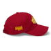 Right side angle of the MAS Kansas City Wheelchair Football Warp Cranberry & Gold Dad Hat against a white background