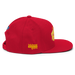Right side angle of the MAS Kansas City Wheelchair Football Warp Red & Gold Flat Bill Snapback against a white background