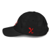 Left side angle of the MAS Kansas City Wheelchair Football Warp Youth Black & Red Dad Hat against a white background