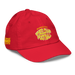 Front right angle of the MAS Kansas City Wheelchair Football Warp Youth Red & Gold Dad Hat against a white background