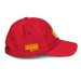 Right side angle of the MAS Kansas City Wheelchair Football Warp Youth Red & Gold Dad Hat against a white background