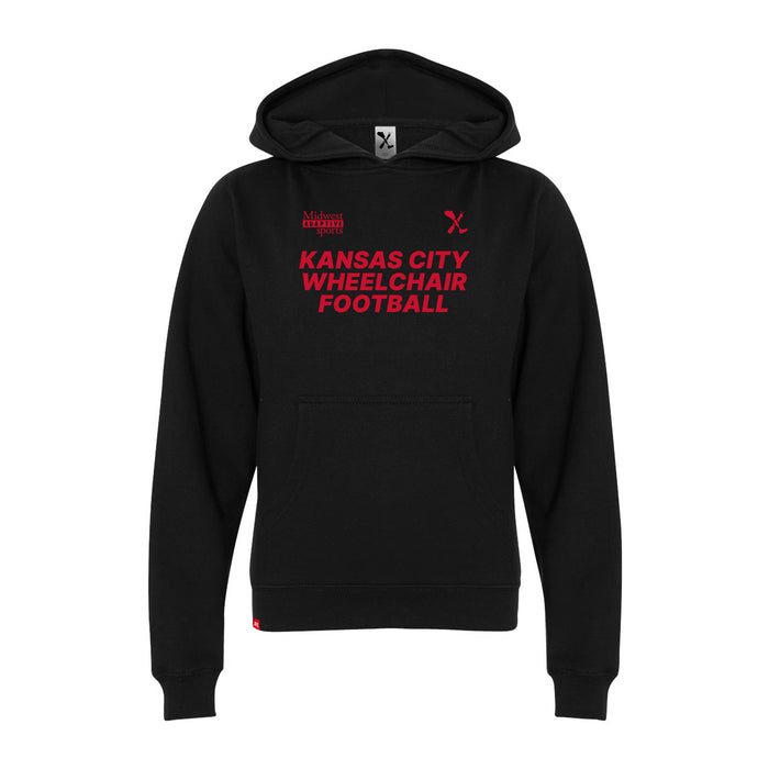 MAS Kansas City Wheelchair Football Youth Black & Red Hoodie on a white background