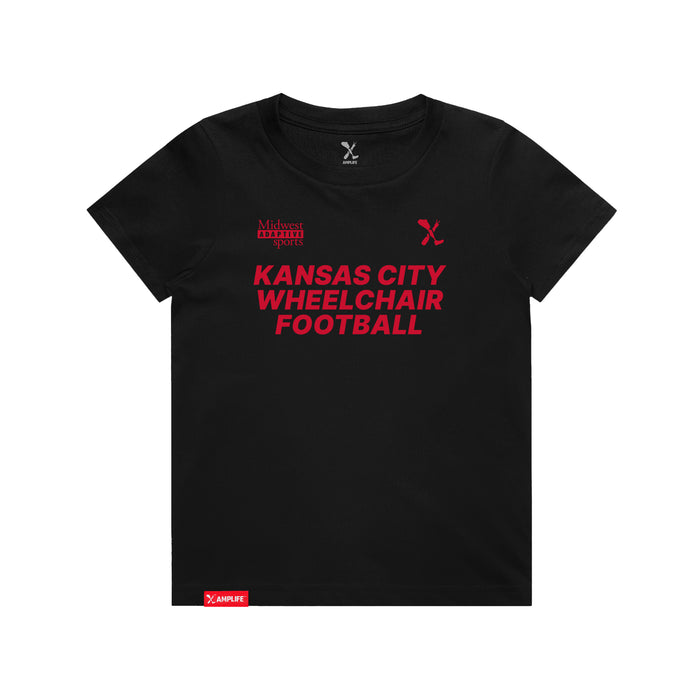 MAS Kansas City Wheelchair Football Youth Black & Red T-Shirt on a white background