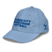 Front left angle of the MAS Kansas City Wheelchair Softball Baby Blue Youth Dad Hat against a white background