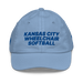 Front angle of the MAS Kansas City Wheelchair Softball Baby Blue Youth Dad Hat against a white background