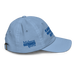 Right angle of the MAS Kansas City Wheelchair Softball Baby Blue Youth Dad Hat against a white background