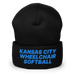 Front angle of the MAS Kansas City Wheelchair Softball Black Beanie against a white background