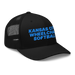 Front right angle of the MAS Kansas City Wheelchair Softball Black Curved Bill Trucker Snapback against a white background