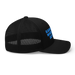 Right angle of the MAS Kansas City Wheelchair Softball Black Curved Bill Trucker Snapback against a white background