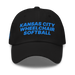 Front angle of the MAS Kansas City Wheelchair Softball Black Dad Hat against a white background