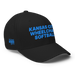 Front right angle of the MAS Kansas City Wheelchair Softball Black Flexfit Curved Bill Fitted against a white background