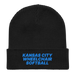 Front angle of the MAS Kansas City Wheelchair Softball Black Organic Beanie laid flat against a white background
