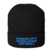 Front angle of the MAS Kansas City Wheelchair Softball Black Organic Beanie against a white background
