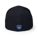 Back angle of the MAS Kansas City Wheelchair Softball Dark Navy Flexfit Curved Bill Fitted against a white background