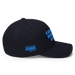 Right angle of the MAS Kansas City Wheelchair Softball Dark Navy Flexfit Curved Bill Fitted against a white background