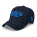 Front left angle of the MAS Kansas City Wheelchair Softball Navy Dad Hat against a white background