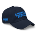 Front right angle of the MAS Kansas City Wheelchair Softball Navy Dad Hat against a white background