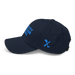 Left angle of the MAS Kansas City Wheelchair Softball Navy Dad Hat against a white background
