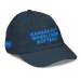 Front right angle of the MAS Kansas City Wheelchair Softball Navy Youth Dad Hat against a white background