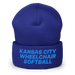 Front angle of the MAS Kansas City Wheelchair Softball Royal Beanie against a white background