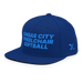 Front left angle of the MAS Kansas City Wheelchair Softball Royal Blue Flat Bill Snapback against a white background