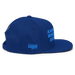 Right angle of the MAS Kansas City Wheelchair Softball Royal Blue Flat Bill Snapback against a white background