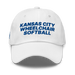 Front angle of the MAS Kansas City Wheelchair Softball White Dad Hat against a white background