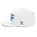 Left angle of the MAS Kansas City Wheelchair Softball White Flat Bill Snapback against a white background