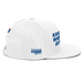 Right angle of the MAS Kansas City Wheelchair Softball White Flat Bill Snapback against a white background