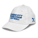 Front left angle of the MAS Kansas City Wheelchair Softball White Youth Dad Hat against a white background