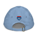 Back angle of the MAS Kansas City Wheelchair Softball Diamond Baby Blue Youth Dad Hat against a white background