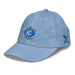 Front left angle of the MAS Kansas City Wheelchair Softball Diamond Baby Blue Youth Dad Hat against a white background