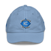 Front angle of the MAS Kansas City Wheelchair Softball Diamond Baby Blue Youth Dad Hat against a white background