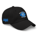 Front right angle of the MAS Kansas City Wheelchair Softball Diamond Black Dad Hat against a white background