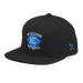 Front left angle of the MAS Kansas City Wheelchair Softball Diamond Black Flat Bill Snapback against a white background