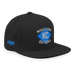 Front right angle of the MAS Kansas City Wheelchair Softball Diamond Black Flat Bill Snapback against a white background