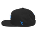 Left angle of the MAS Kansas City Wheelchair Softball Diamond Black Flat Bill Snapback against a white background