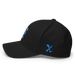 Left angle of the MAS Kansas City Wheelchair Softball Diamond Black Flexfit Curved Bill Fitted against a white background